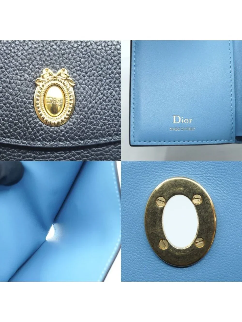 Dior Medaillon Tulip Leather Black Gold Wallet